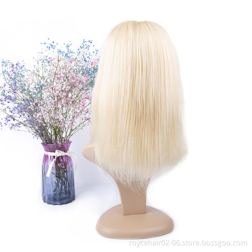 Brazilian Virgin Hair Straight Blond 613 Pre Plucked Short Bob Wig Human Hair Lace Front Wigs for African American
